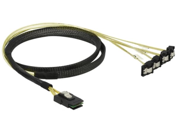 Delock - SATA/SAS-kabel - SAS 6Gbit/s - Mini SAS (SFF-8087) (P) til SATA (R) vinklet - 1 m