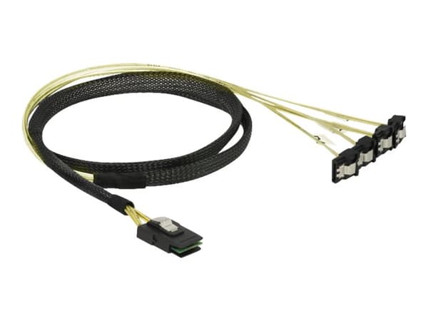 Delock - SATA/SAS-kabel - SAS 6Gbit/s - Mini SAS (SFF-8087) (P) til SATA (R) vinklet - 1 m