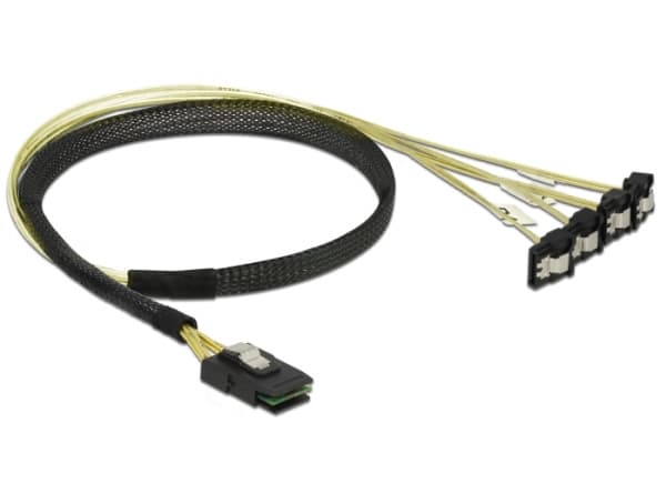 Delock - SATA/SAS-kabel - SAS 6Gbit/s - Mini SAS (SFF-8087) (P) til SATA (R) vinklet - 50 cm