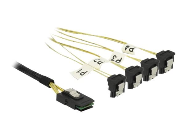 Delock - SATA/SAS-kabel - SAS 6Gbit/s - Mini SAS (SFF-8087) (P) til SATA (R) vinklet - 50 cm