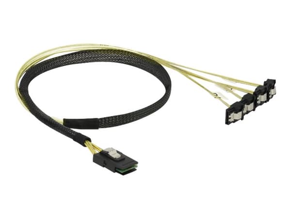 Delock - SATA/SAS-kabel - SAS 6Gbit/s - Mini SAS (SFF-8087) (P) til SATA (R) vinklet - 50 cm