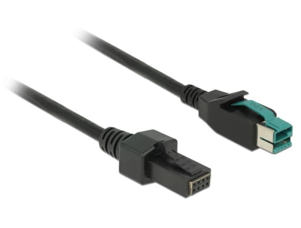 Delock - Strømforsynt USB-kabel - USB PlusPower (12 V) (hann) til 8-stifts (2x4) PoweredUSB Remote Side (hann) - 12 V - 2 m - svart