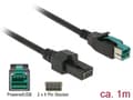 Miniatyrbilde 3 av 5: Delock - Strømforsynt USB-kabel - USB PlusPower (12 V) (hann) til 8-stifts (2x4) PoweredUSB Remote Side (hann) - 12 V - 1 m - svart