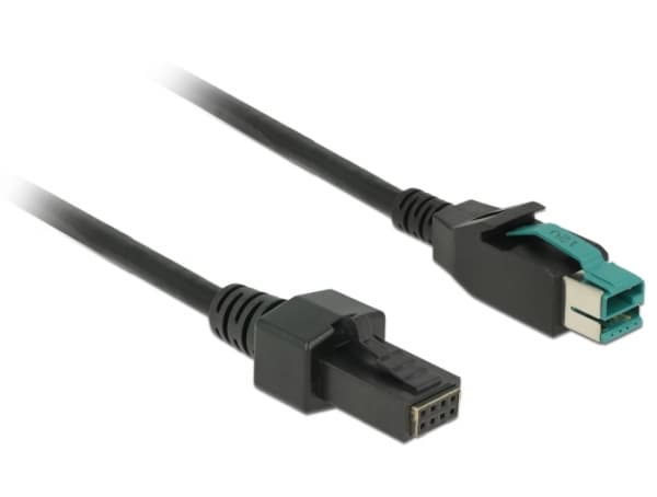 Delock - Strømforsynt USB-kabel - USB PlusPower (12 V) (hann) til 8-stifts (2x4) PoweredUSB Remote Side (hann) - 12 V - 1 m - svart