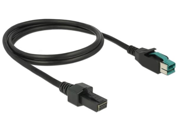 Delock - Strømforsynt USB-kabel - USB PlusPower (12 V) (hann) til 8-stifts (2x4) PoweredUSB Remote Side (hann) - 12 V - 1 m - svart