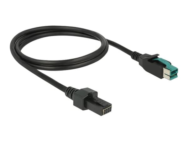 Delock - Strømforsynt USB-kabel - USB PlusPower (12 V) (hann) til 8-stifts (2x4) PoweredUSB Remote Side (hann) - 12 V - 1 m - svart