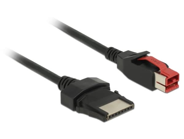 Delock - Strømforsynt USB-kabel - USB PlusPower (24 V) (hann) til 8-pins (1x8) PoweredUSB Remote Side (hann) - 24 V - 3 m - svart