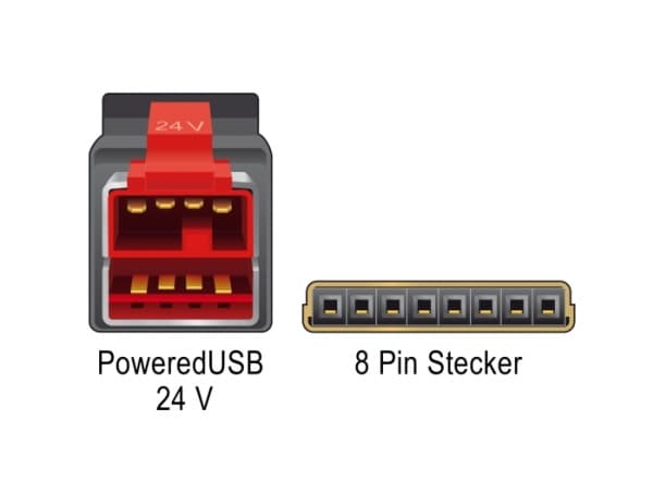 Delock - Strømforsynt USB-kabel - USB PlusPower (24 V) (hann) til 8-pins (1x8) PoweredUSB Remote Side (hann) - 24 V - 3 m - svart