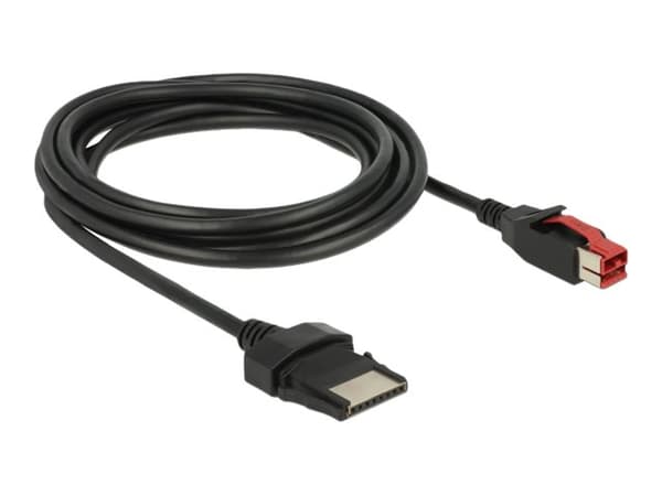 Delock - Strømforsynt USB-kabel - USB PlusPower (24 V) (hann) til 8-pins (1x8) PoweredUSB Remote Side (hann) - 24 V - 3 m - svart
