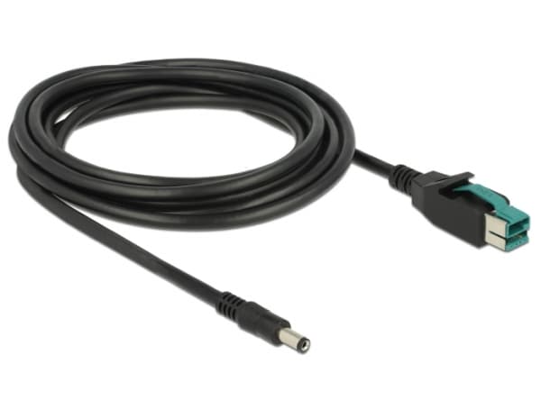 Delock - Strømforsynt USB-kabel - USB PlusPower (12 V) (hann) til DC-jakk på 2,1/5,5 mm (hann) - 12 V - 3 m - svart