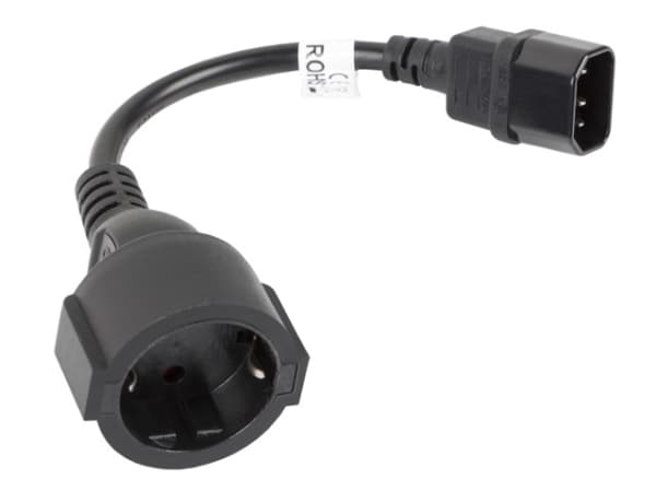 Lanberg - Strømkabel - IEC 60320 C14 til power CEE 7/7 (hunn) - 10 A - 20 cm - svart
