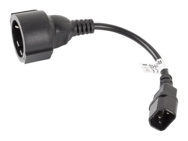 Lanberg - Strømkabel - IEC 60320 C14 til power CEE 7/7 (hunn) - 10 A - 20 cm - svart