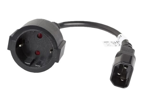 Lanberg - Strømkabel - IEC 60320 C14 til power CEE 7/7 (hunn) - 10 A - 20 cm - svart