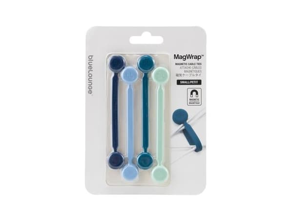 Bluelounge MagWrap, Frigjørbart buntebånd, Blå, 2 hoder, 12,1 cm, 4 stykker