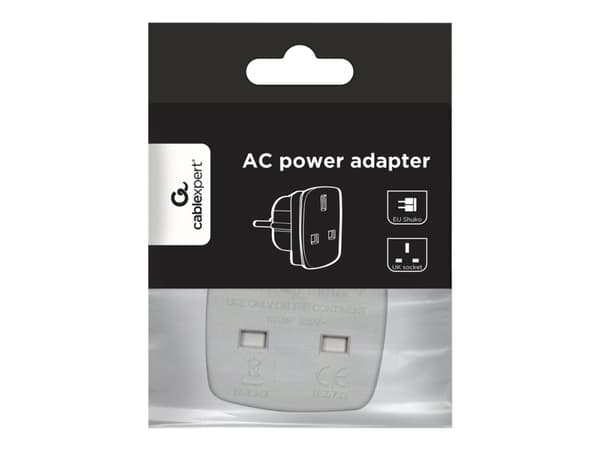 Cablexpert A-AC-UKEU-001 - Strømadapter - strøm (P) til strøm (hunn) - hvit - Storbritannia, Europa