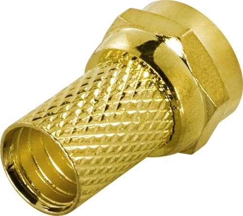 F-connector, male, 6.2mm RG6/antenna cable, screw mount, gol