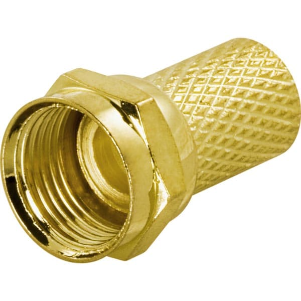 F-connector, male, 6.2mm RG6/antenna cable, screw mount, gol