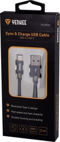 Miniatyrbild 3 av 4: Yenkee USB-A - USB-C 2m grå kabel (45013684)