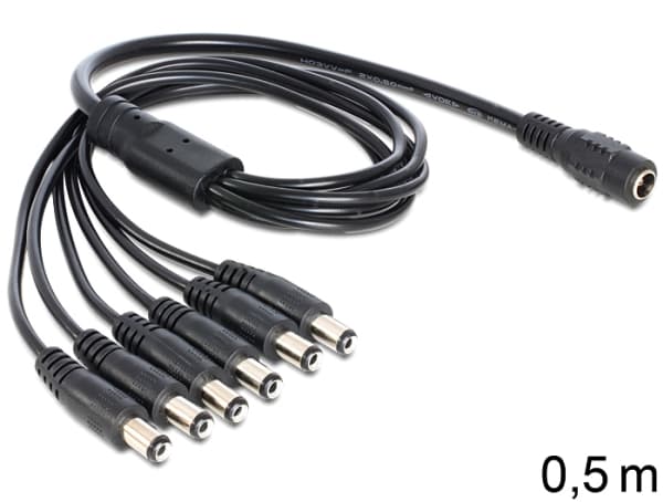 Delock - Strømsplitter - 5,5 x 2,1 mm DC-jakk (hann) til 5,5 x 2,1 mm DC-jakk (hunn) - 50 cm