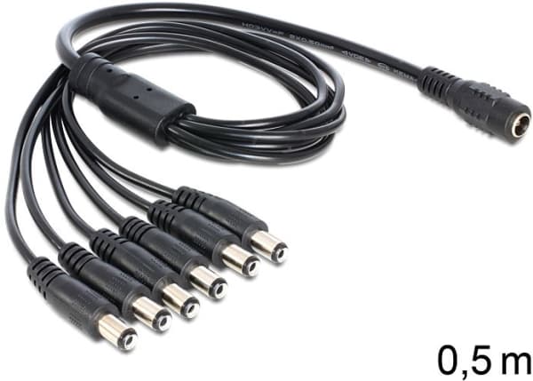 Delock - Strømsplitter - 5,5 x 2,1 mm DC-jakk (hann) til 5,5 x 2,1 mm DC-jakk (hunn) - 50 cm