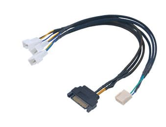 Akasa FLEXA FP3S - Viftestrømadapter - 4-pins PWM (hann) til SATA-strøm, 4-pins PWM - 30 cm - svart
