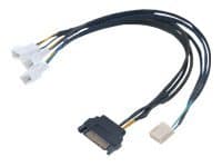 Akasa FLEXA FP3S - Viftestrømadapter - 4-pins PWM (hann) til SATA-strøm, 4-pins PWM - 30 cm - svart