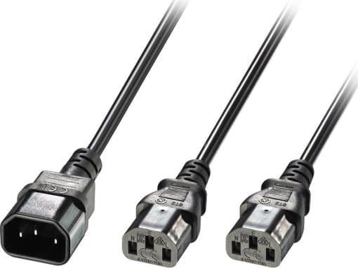 Lindy 30363, 1 m, C14 kopling, 2 x C13 kopling