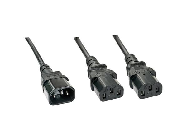 Lindy 30363, 1 m, C14 kopling, 2 x C13 kopling