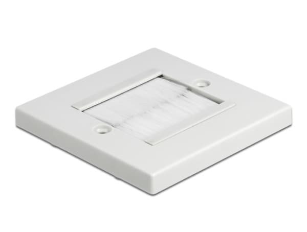 Delock Cable Management Cover 86 x 86 mm with white Brush Strips - Deksel for kabelstyringspanel - veggmonterbar - hvit