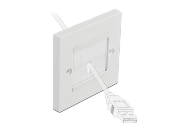 Delock Cable Management Cover 86 x 86 mm with white Brush Strips - Deksel for kabelstyringspanel - veggmonterbar - hvit