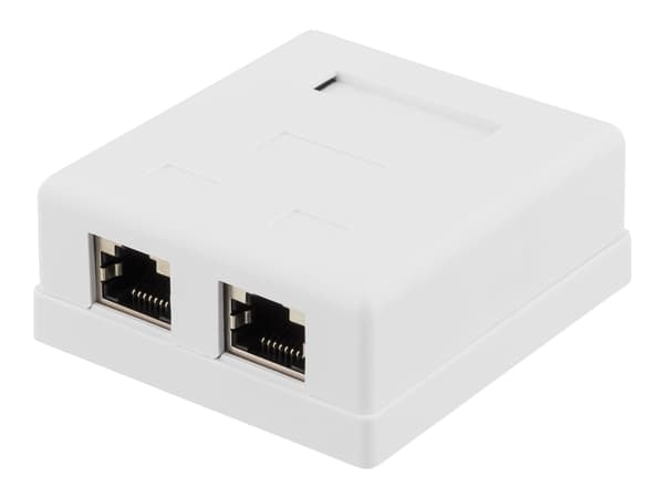 DELTACO shielded network socket, Surface UTP 2xRJ45, Cat6, white