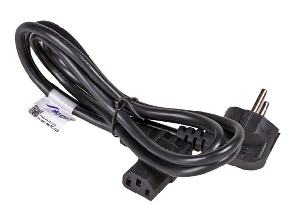 Akyga Pro Series AK-PC-12A - Strömkabel - power CEE 7/7 (hane) vinklad till power IEC 60320 C13 vinklad - 250 V - 10 A - 3 m - svart