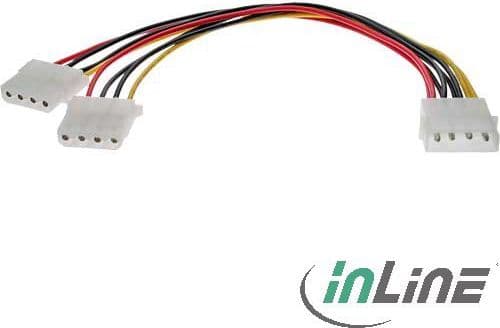 InLine 29659, 0,2 m, Molex (4-pin), 2 x Molex (4-pin), Hankjønn, Hunkjønn, Rett