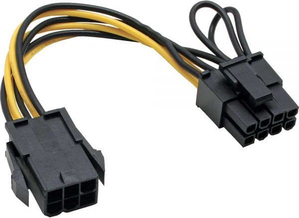 Inline? Intern strømadapter, 6-pinners til 8-pinners for PCIe (PCI-Express) grafikkort (26626)