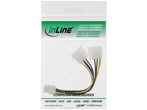 InLine 26628C, 0,15 m, PCI-E (8-nastainen), 2 x Molex (4-nastainen), Hanstik, Hunstik, Suora