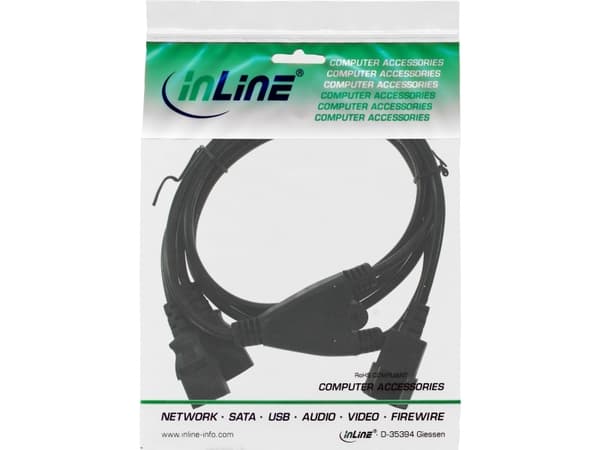 InLine® Y-kaapeli, IEC, 1x IEC-C14 - 2x IEC-C13, 1m