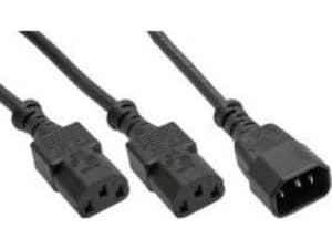 InLine® Y-kaapeli, IEC, 1x IEC-C14 - 2x IEC-C13, 1m