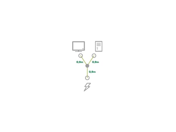 InLine® Y-kaapeli, IEC, 1x IEC-C14 - 2x IEC-C13, 1m