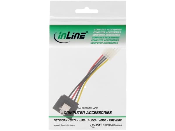 InLine 29660B, 0,15 m, Floppy (4-pin), SATA 15-pin, Hankjønn, Hunkjønn, Rett