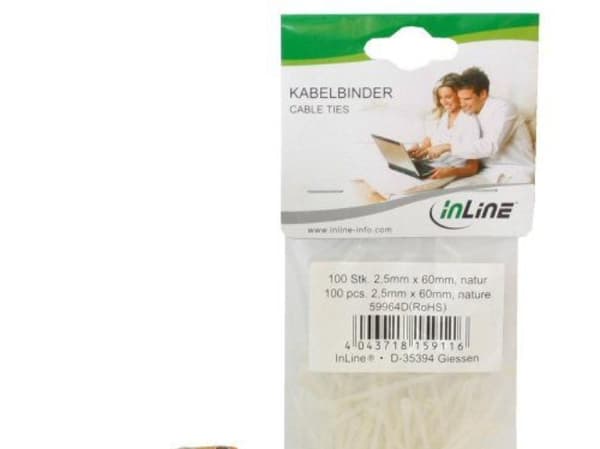 InLine 59964F, Hvit, 78,5 N, -20 - 85 °C, 150 mm, 2,5 mm, 2,5 mm