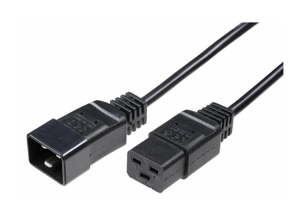 MicroConnect - Strømkabel - IEC 60320 C19 til IEC 60320 C20 - 16 A - 50 cm - svart