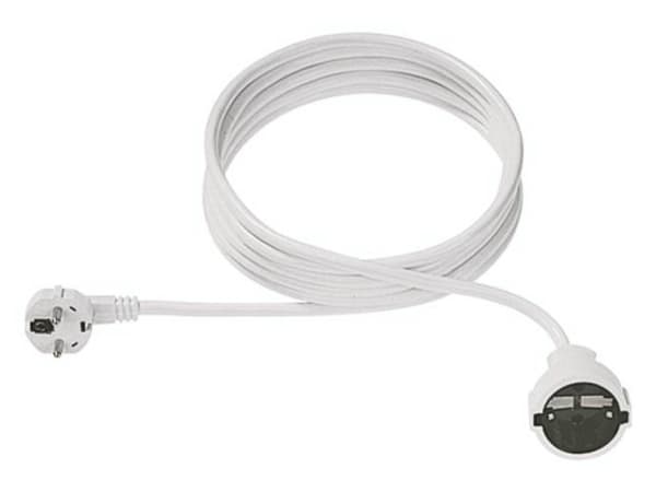 Bachmann H05VV-F 3G - Strømforlengelseskabel - power CEE 7/7 (hunn) til power CEE 7/7 (hann) - AC 250 V - 4 m - formstøpt, høyrevinklet kontakt - hvi