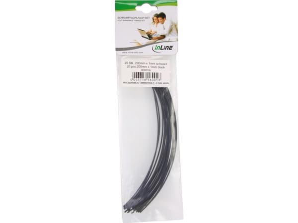 InLine 00870A, Kutistesukka, Musta, 20 cm, 1 mm, 20 kpl, 0,5 mm