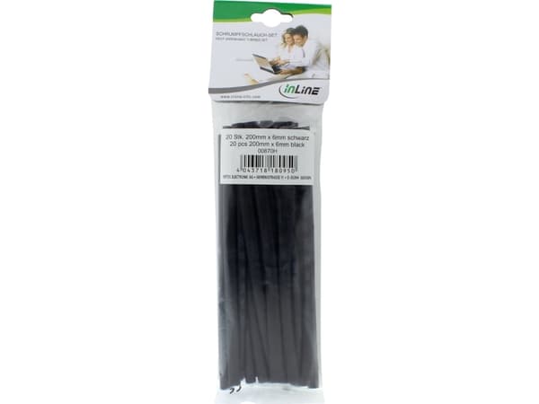 InLine 00870H, Kutistesukka, Musta, 20 cm, 6 mm, 20 kpl, 3 mm