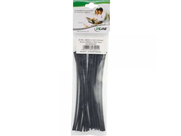 InLine 00870D, Varmekrympeslange, Sort, 20 cm, 3 mm, 20 stykker, 1,5 mm