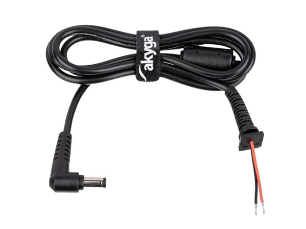 Akyga AK-SC - Strømkabel - DC jackstik 5,5 x 2,5 mm til uisoleret ledning - 1,2 m - sortti
