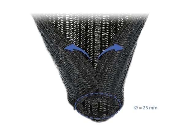 Delock Braided Sleeving self-closing - Flettet erme - 10 m - svart