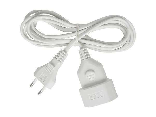 brennenstuhl H03VVH2-F 2x0.75 - Förlängningskabel för ström - IEC 60906-1 (hona) till Eurokontakt (hane) - 3 m - platt - vit