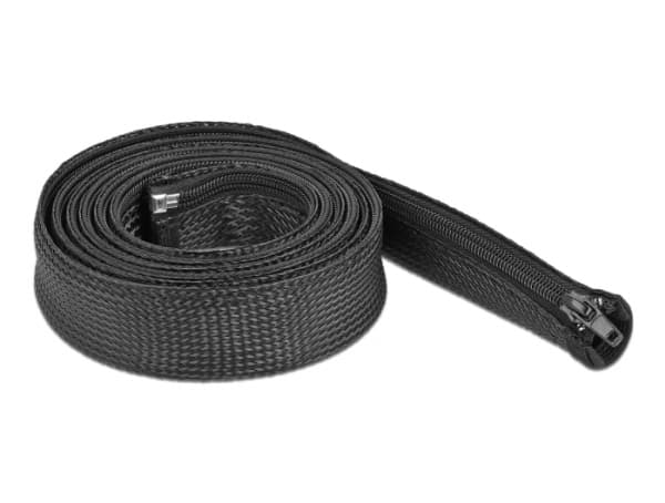 Delock Braided Sleeve with zip fastener heat-resistant - Flätad ärm - 2 m - svart