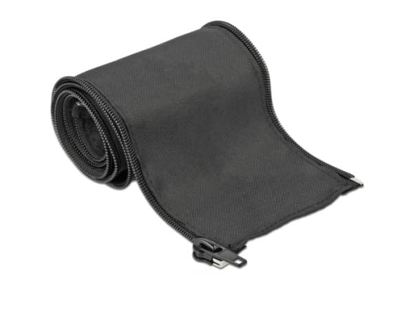 Delock Woven Sleeve with zip fasterner heat-resistant - Flätad ärm - 1 m - svart